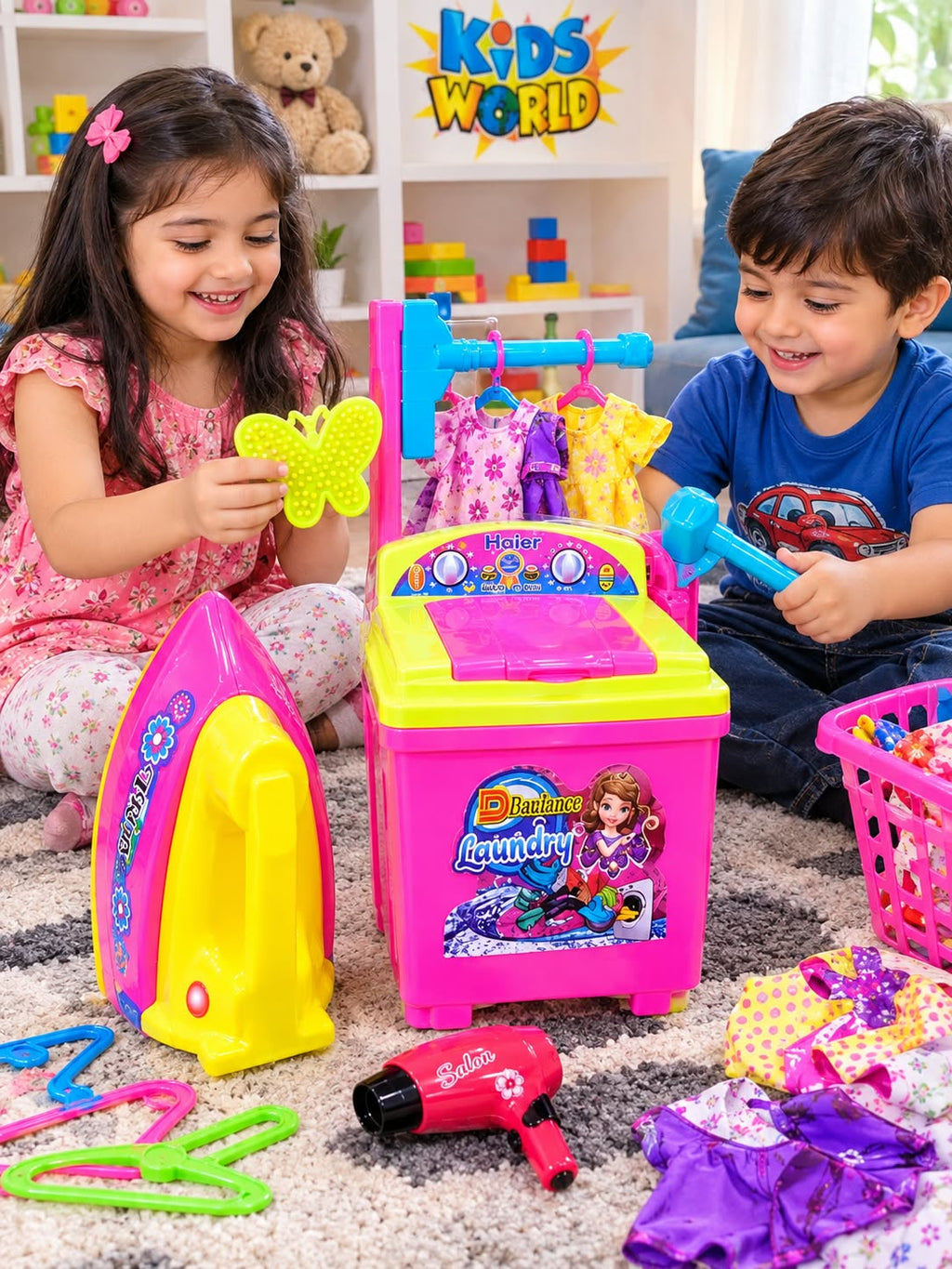 Kids World Laundry Toy Set 🌸