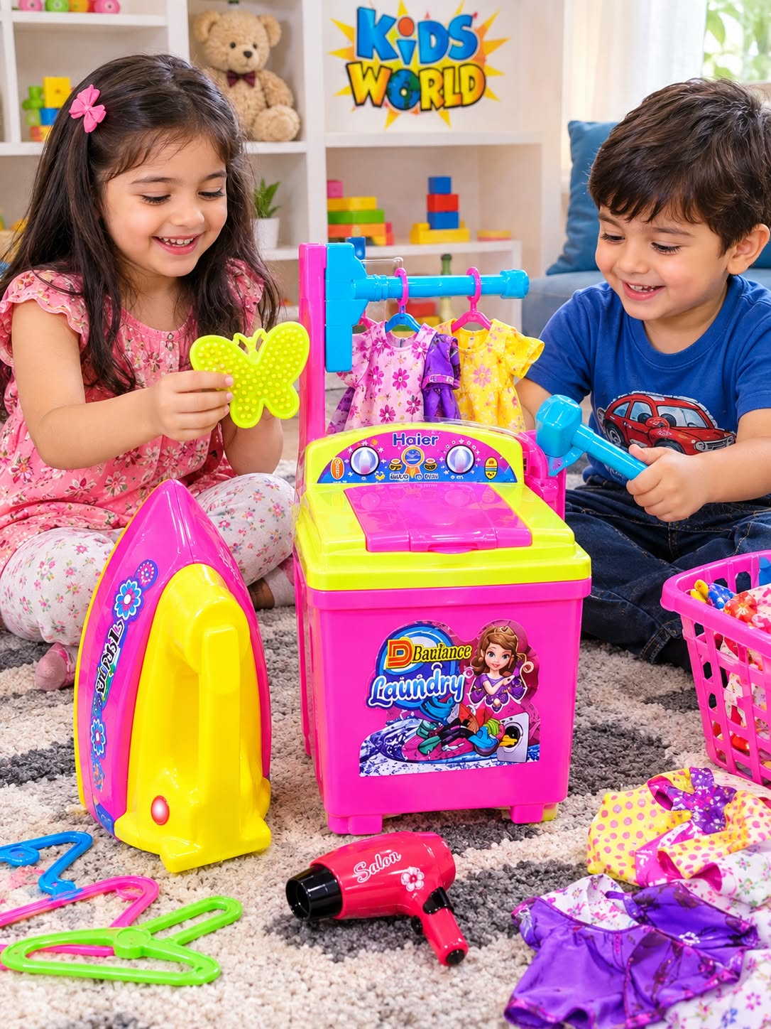 Kids World Laundry Toy Set 🌸