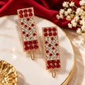 Elegant Red & Silver Crystal Hair Clips – Premium Stylish Hair Accessories ✨