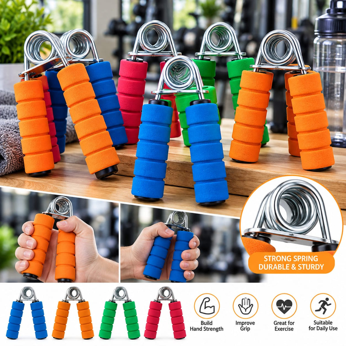 Premium Hand Grip Strengthener – Foam Handle Fitness Exerciser Improve your grip strength and support your daily fitness routine with this durable Hand Grip Strengthener
