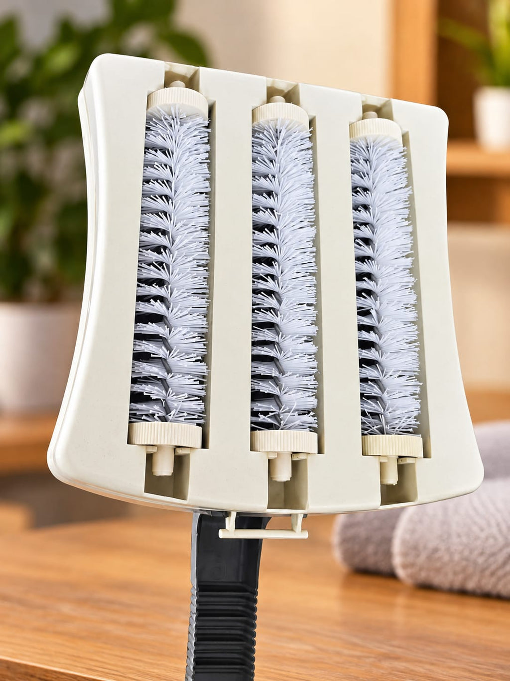 Roller Carpet Cleaning Brush – Manual Lint & Hair Remover Keep your home neat and tidy with this practical 3 Roller Carpet Cleaning Brush. Designed with three bristle rollers and a
