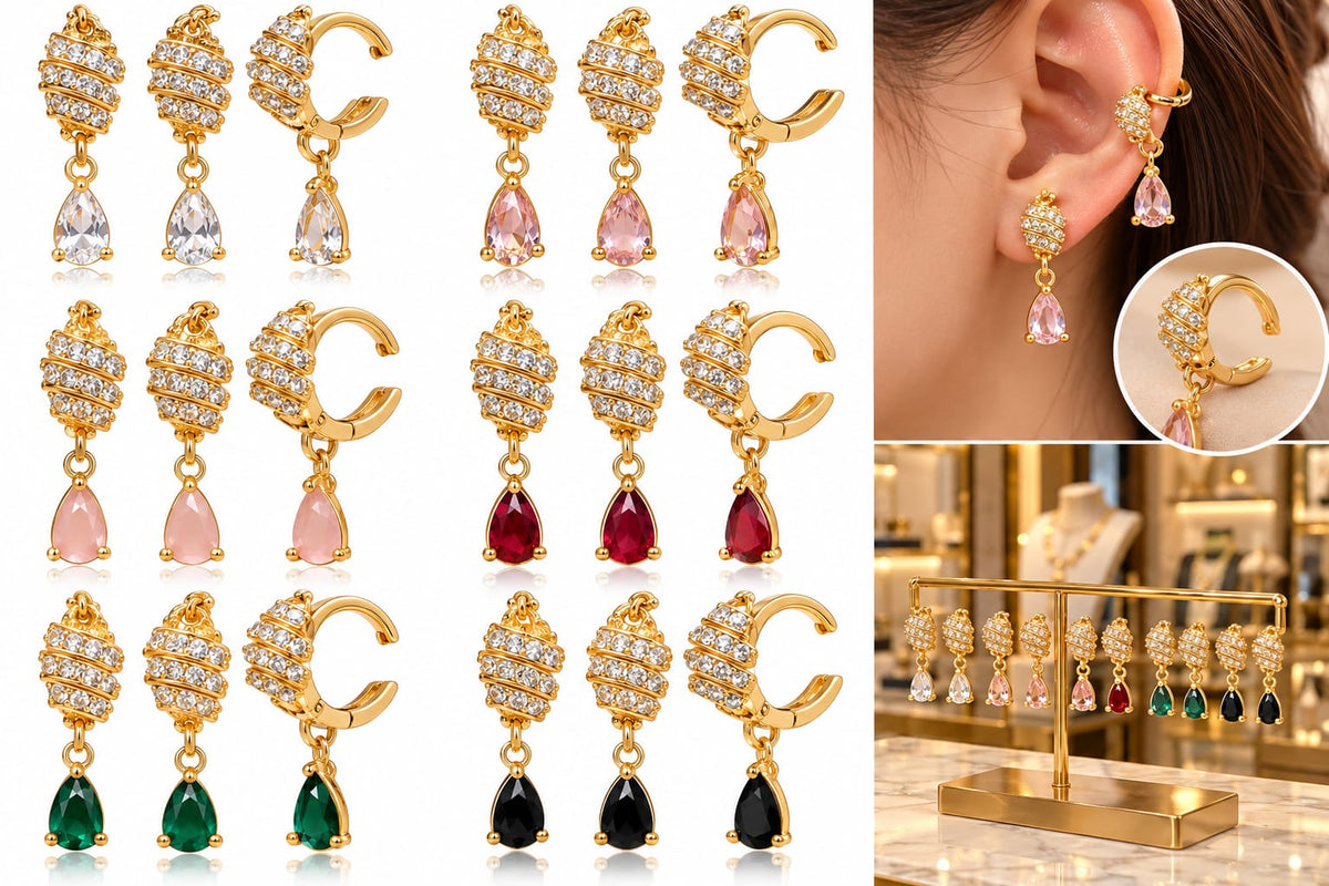 Luxury Gold Plated Crystal Drop Earrings – Elegant Jewelry Collection ✨ Add a touch of elegance and sparkle to your everyday style with our beautiful Gold Plated Crystal Drop Earrings