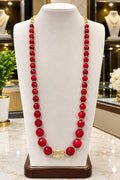 Elegant Red Beads Necklace ❤️✨ Beautiful red beaded necklace with golden detailing, stylish design, and a stunning premium look. Perfect for weddings, parties, festive occasions