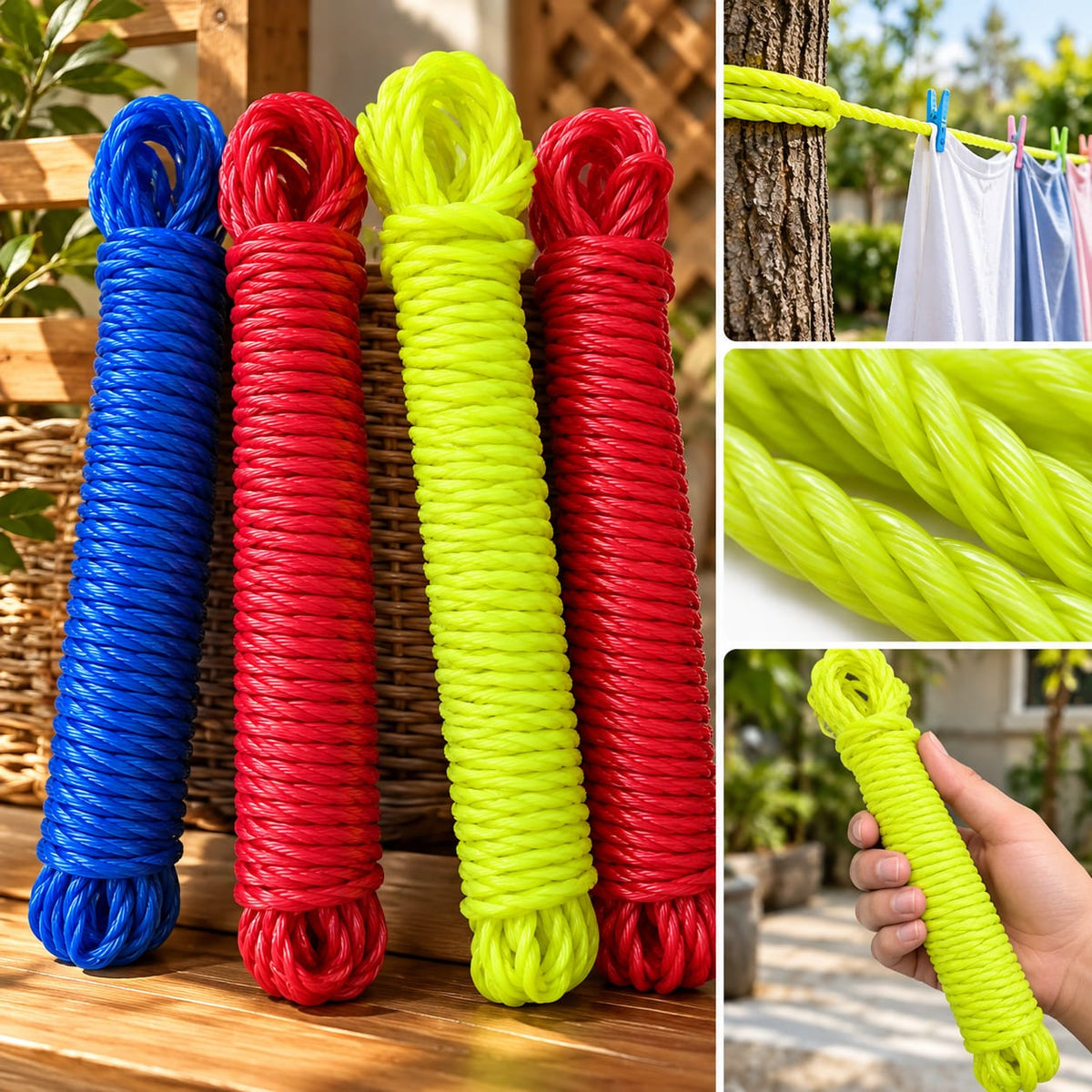 Premium Quality Colorful Plastic Rope – Strong & Multipurpose Clothesline Make your everyday tasks easier with our bright, durable,