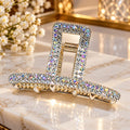 Elegant Silver Rhinestone Hair Claw Clip – Sparkling Rectangular Hair Clasp for Women