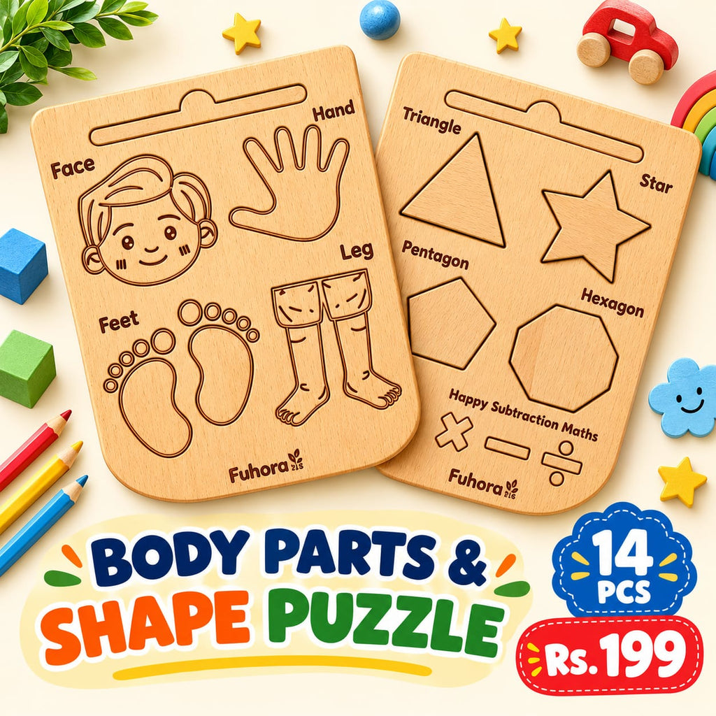 body of parts and shapes learning for kids