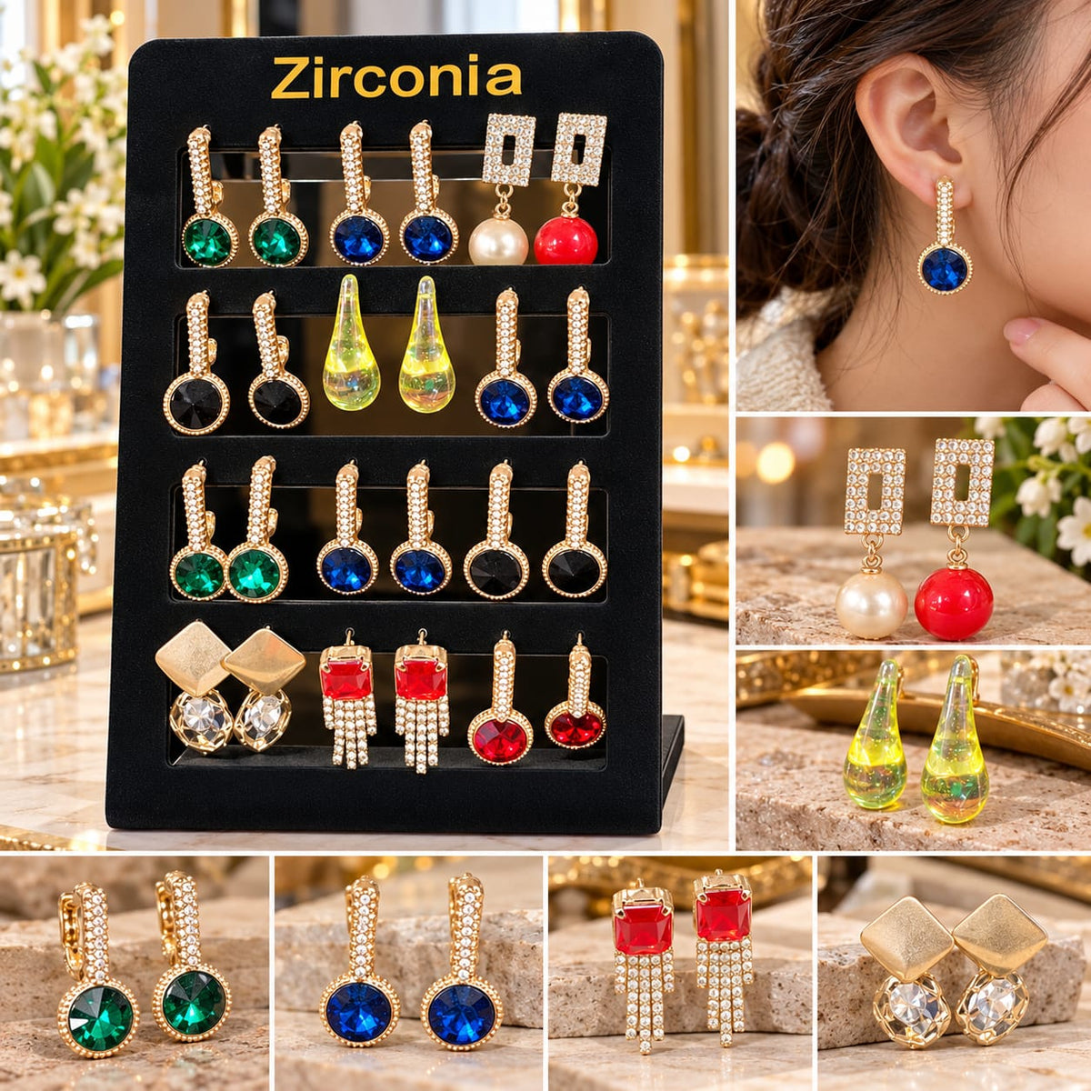 Premium Zirconia Earrings Collection – Elegant & Stylish Jewelry for Women ✨ Add a touch of elegance and sparkle to your everyday look with our beautiful Zirconia Earrings Collection. Designed with stunning colorful stones,