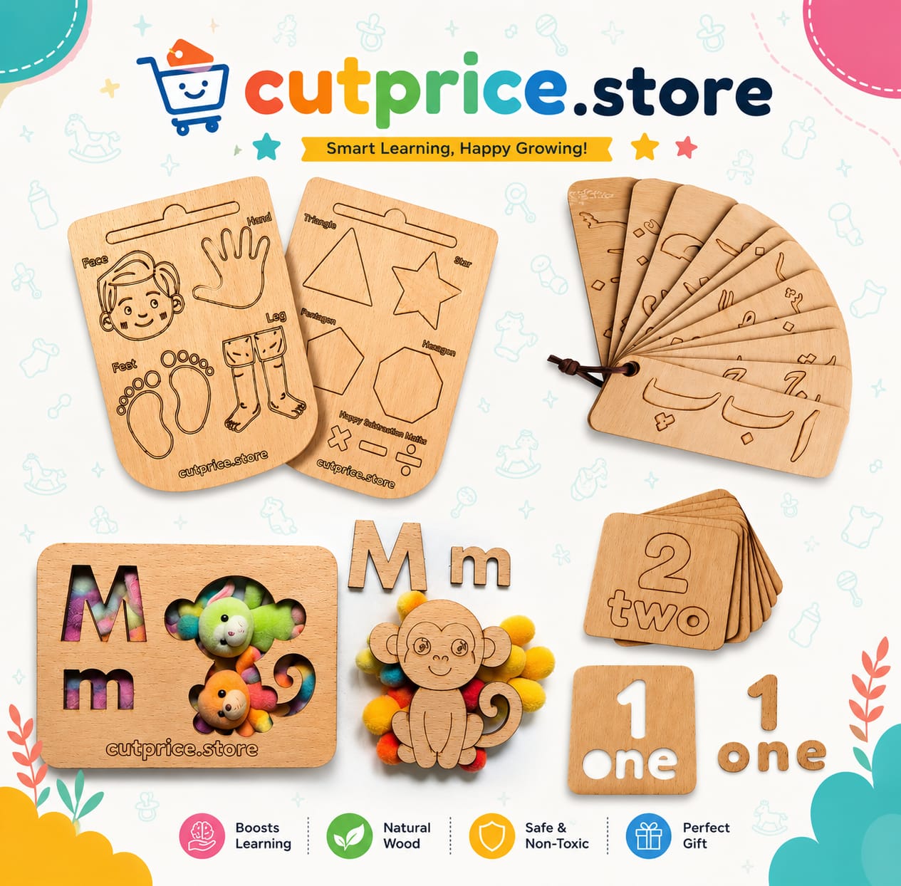 Enhanced Design 6IN1 – TOP BEST WOODEN LEARNING TOYS BOX FOR YOUR KIDS