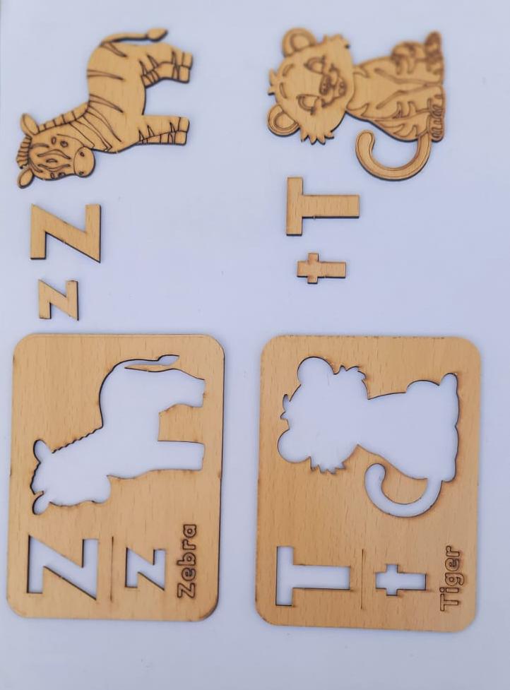 Enhanced Design A to Z Wooden Alphabet Stencils (104 PIECES) (SIZE LARGE)