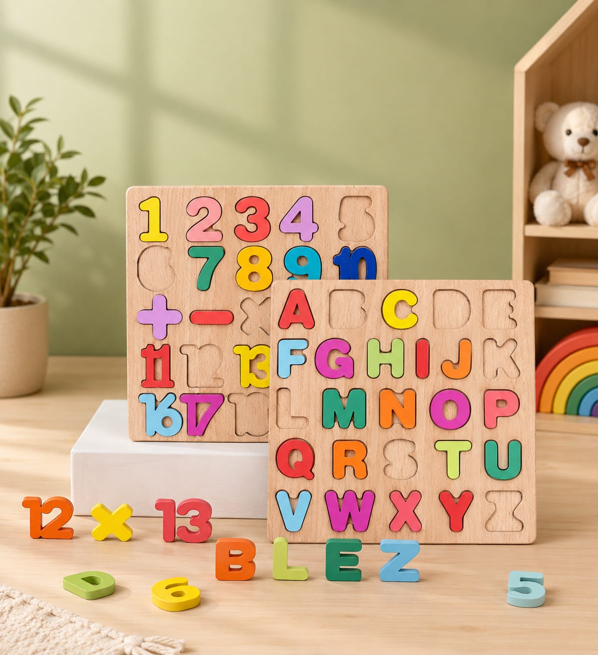 Pack of 5 Montessori Colorful Acrylic Puzzle Boards, Educational with Fun