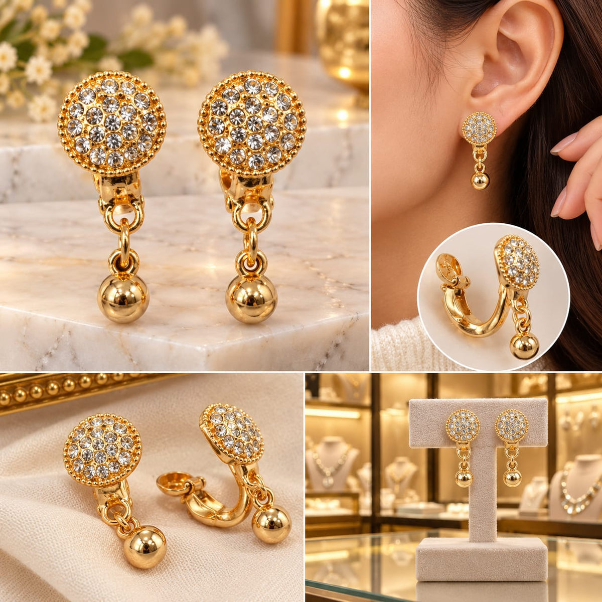Elegant Gold Plated Crystal Drop Earrings – Luxury Fashion Jewelry for Women ✨ Add a touch of elegance and sparkle to your everyday style with these beautiful Gold Tone Crystal Drop Earrings.