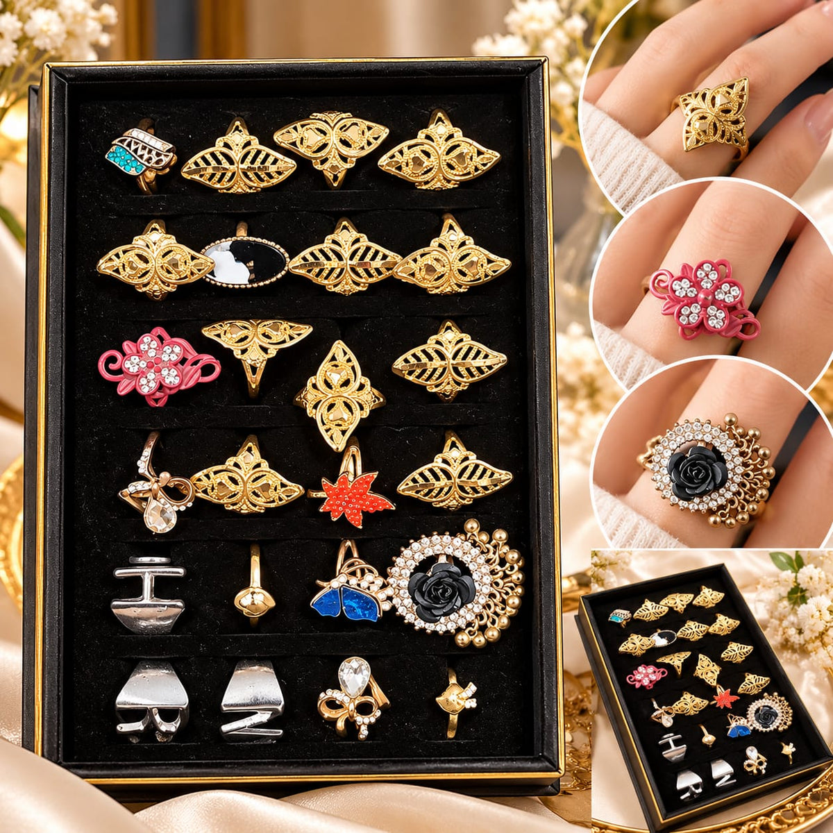 Elegant Fashion Rings Collection – Stylish & Beautiful Designs 💍 Apni jewellery collection ko dein ek classy aur luxurious touch! Khubsurat golden filigree designs, sparkling stones, :
