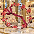 Elegant Handmade Floral Hair Wreath – Burgundy & Pink Flower Crown