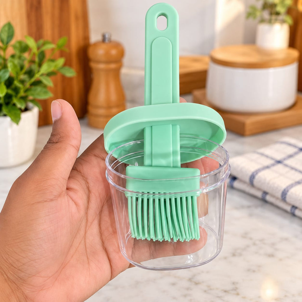 Silicone Oil Brush with Storage Container – Kitchen BBQ Basting Brush