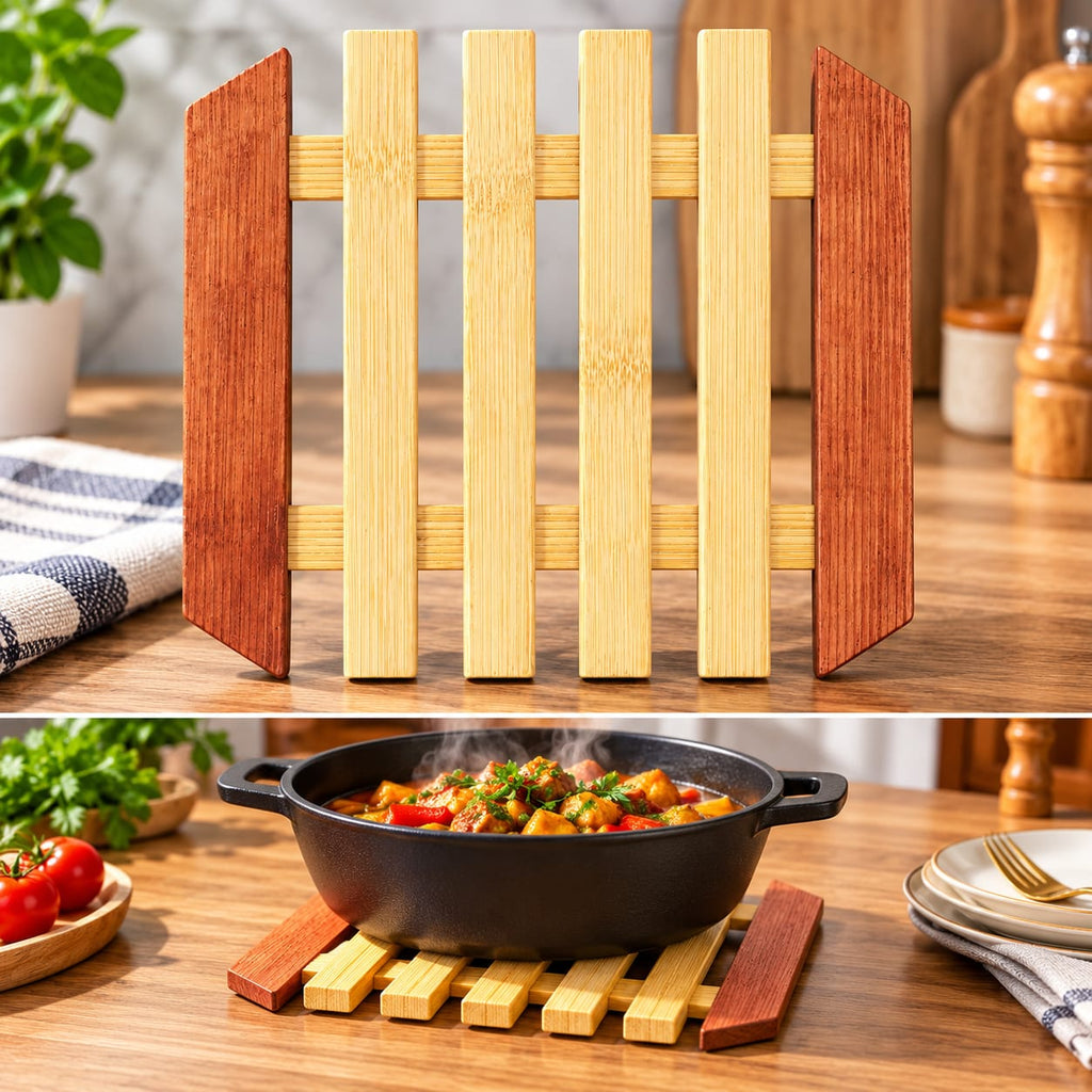 Premium Wooden Hot Pot Stand – Heat-Resistant Kitchen Trivet Apne kitchen aur dining table ko dein ek stylish aur natural look is beautiful Wooden Hot Pot Stand ke saath.
