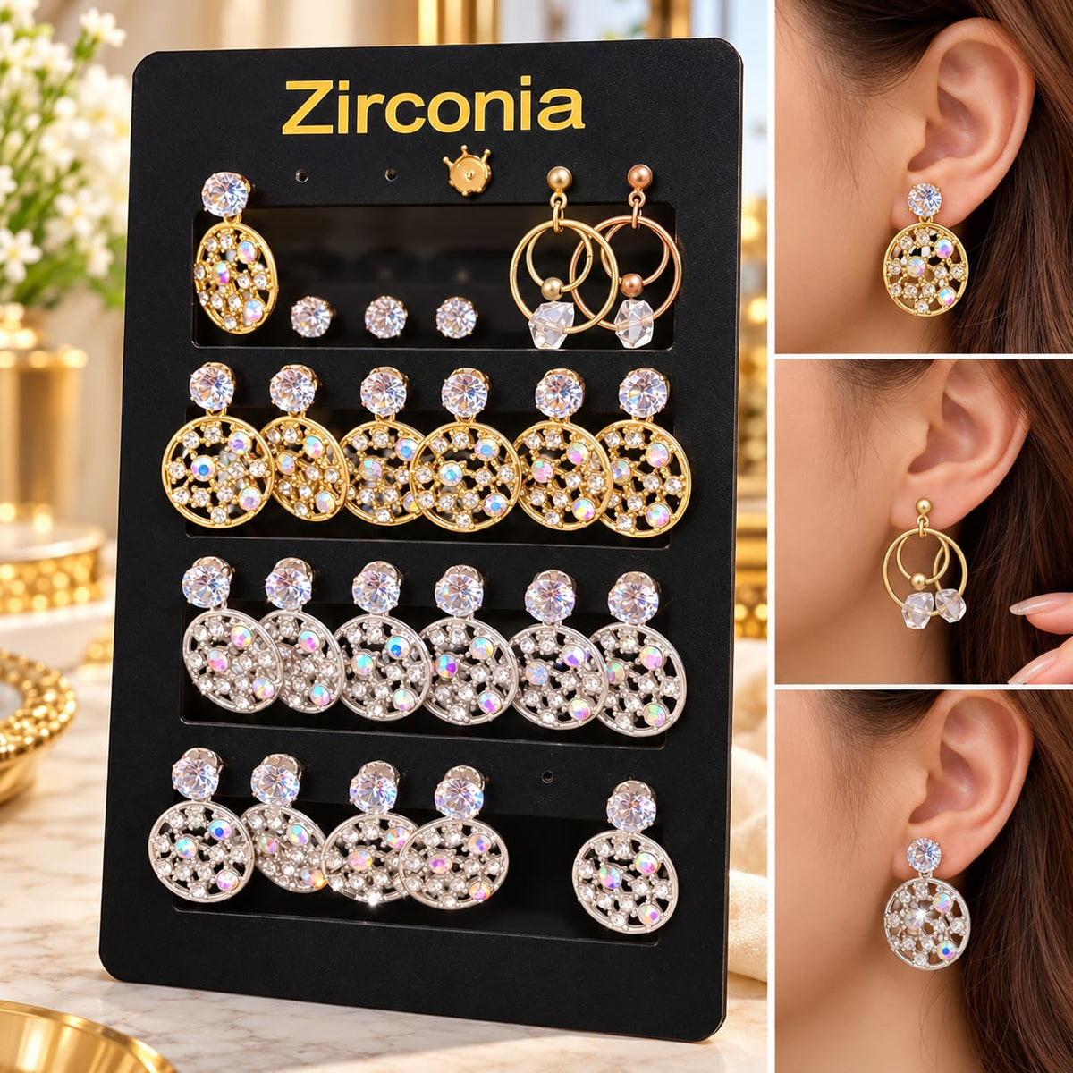 Premium Zirconia Earrings Collection – Elegant & Stylish Jewelry ✨ Apni khoobsurti ko dein ek naya aur stylish look hamari beautiful Zirconia Earrings Collection ke saath!
