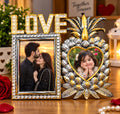 ✨ Luxury LOVE Photo Frame Set – Full HD Design ✨  Beautiful silver and golden pineapple heart frame with a stylish LOVE photo frame. .  🌟  ! ❤️