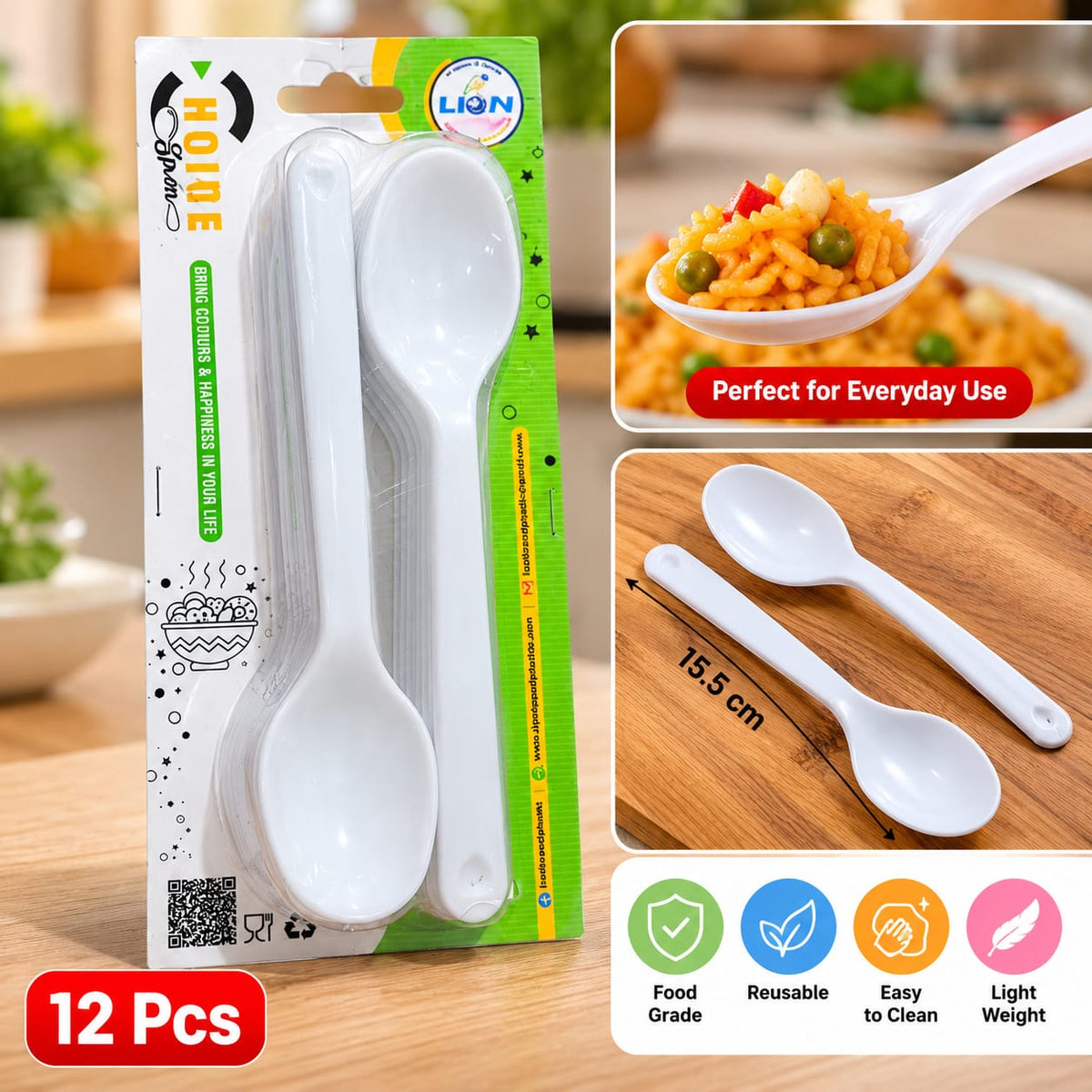 Premium White Plastic Spoons – Lightweight & Convenient for Everyday Use