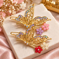 Elegant Golden Butterfly Hair Clips – Floral Crystal Hair Accessories