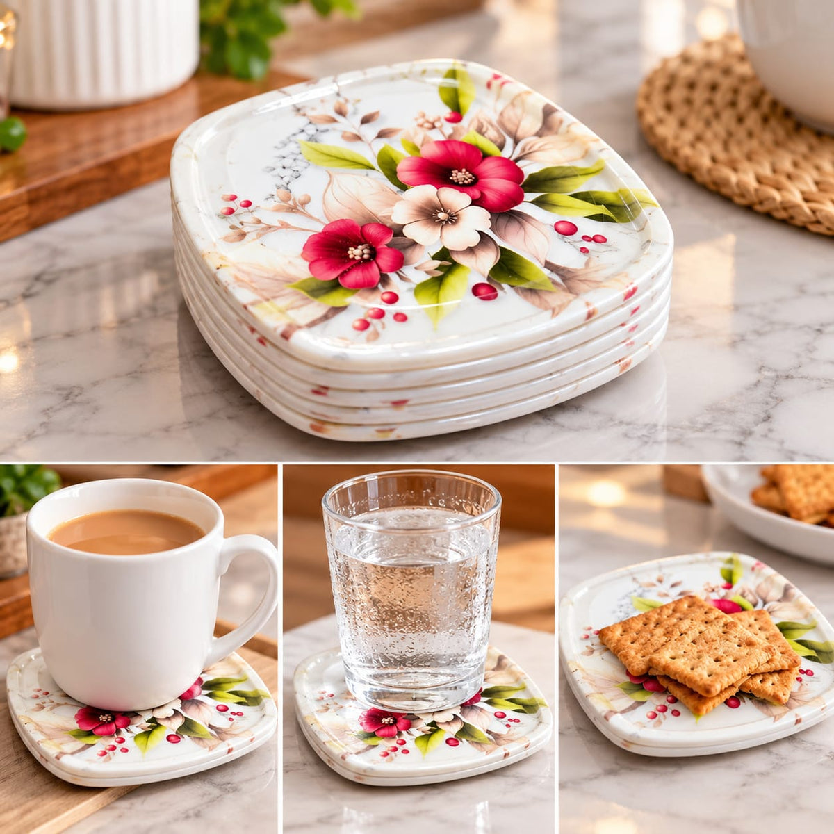 Plastic Tea Mat – Stylish Cup & Glass Coaster Apni dining table, office desk aur kitchen ko saaf aur stylish banayein is beautiful Red Plastic Tea Mat ke sath.