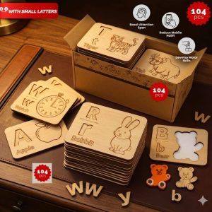 Enhanced Design A to Z Wooden Alphabet Stencils (104 PIECES) (SIZE LARGE)