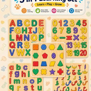 Pack of 5 Montessori Colorful Acrylic Puzzle Boards, Educational with Fun